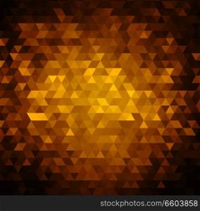 Vector Gold bright background with triangle shapes. Golden ornament. Vector Gold bright background with triangle shapes