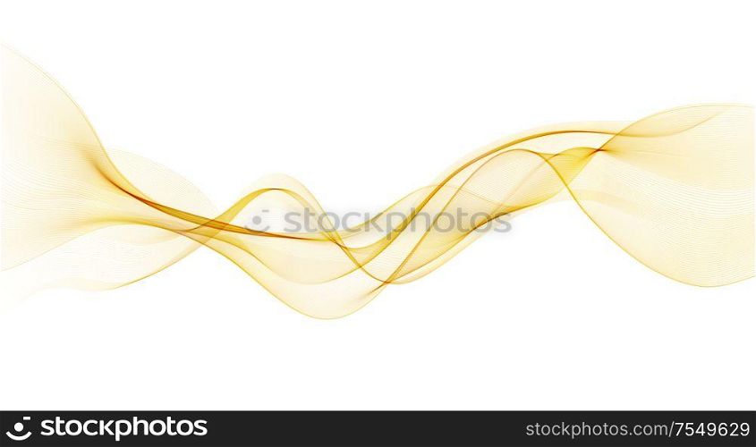 Vector gold color abstract wave design element. Abstract background, color flow waved lines for brochure, website, flyer design. Transparent smooth wave. Gold color abstract transparent wave design element