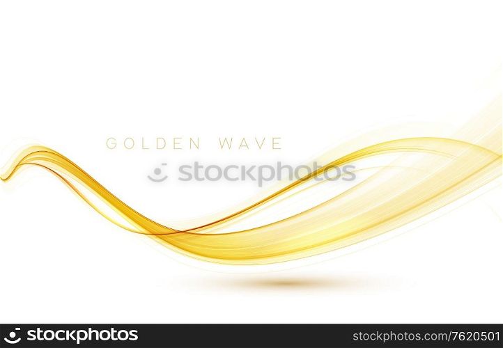 Vector gold color abstract wave design element. Abstract background, color flow waved lines for brochure, website, flyer design. Transparent smooth wave. Gold color abstract transparent wave design element