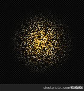vector gold color particles sparks shiny dust effect confetti texture art luxury magic rich artistic abstract radial gradient dark background . shiny gold glitter sparkling texture