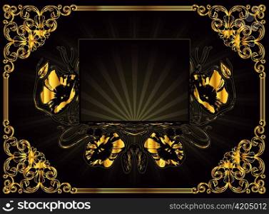vector gold floral frame vintage illustration