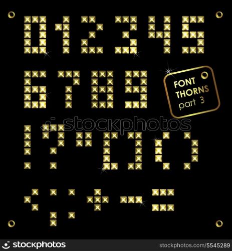 Vector gold font with stud / can be used banners, invitation, congratulation or website layout vector/ gold metal stud