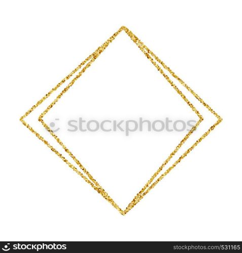 Vector gold geometric glitter polygon frame. Golden confetti dot lines isolated background. Abstract design illustration for wedding greeting card border