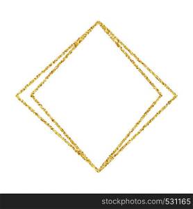 Vector gold geometric glitter polygon frame. Golden confetti dot lines isolated background. Abstract design illustration for wedding greeting card border