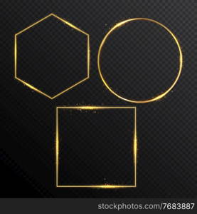 Vector Gold glitter light frames collection set EPS10. Vector Gold glitter light frames collection set. EPS10