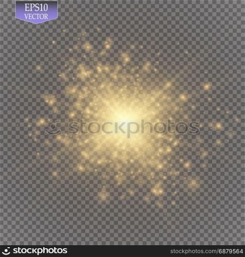 Vector gold glitter wave illustration. Gold star dust trail sparkling particles isolated on transparent background.. Vector gold glitter wave illustration. Gold star dust trail sparkling particles isolated on transparent background. Magic concept