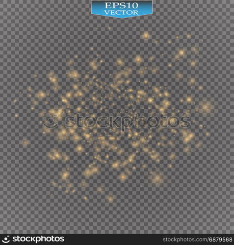 Vector gold glitter wave illustration. Gold star dust trail sparkling particles isolated on transparent background.. Vector gold glitter wave illustration. Gold star dust trail sparkling particles isolated on transparent background. Magic concept