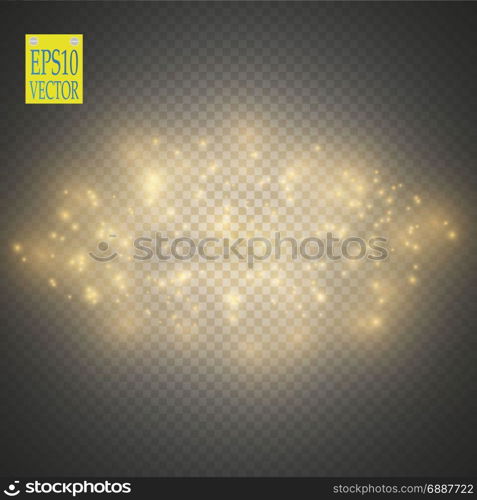 Vector gold glitter wave illustration. Gold star dust trail sparkling particles isolated on transparent background.. Vector gold glitter wave illustration. Gold star dust trail sparkling particles isolated on transparent background. Magic concept