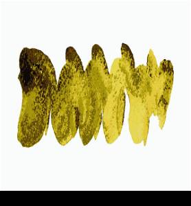 Vector gold paint spiral wave smear stroke stain on white background. Abstract curled gold glittering textured art illustration.