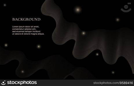 Vector Gold waves on dark, glitter with sparkles. Background with magic dust glows little stars. Border for stories, cover. Background, wallpaper, web design. Story banner template, poster.. Vector Gold waves on dark, glitter with sparkles. Background with magic dust glows little stars.