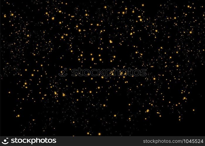 Vector golden cloud glitter wave abstract illustration. White star dust trail sparkling particles isolated on transparent background. Magic concept.. Vector golden cloud glitter wave abstract illustration. White star dust trail sparkling particles isolated on transparent background. Magic concept