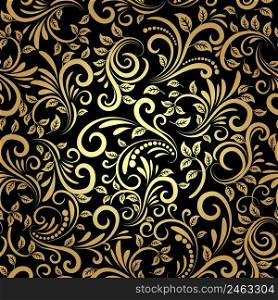 vector golden floral seamless pattern in retro style