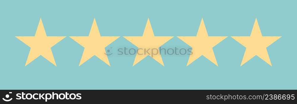 Vector golden isolated five stars. Customer feedback concept. Vector 5 stars rating review.. Vector golden isolated five stars. Customer feedback concept. Vector