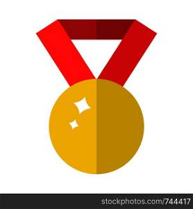 Vector Golden Medal Icon isolated on white background. Flat Gold Award of Winner. First Place, Number One. Vector illustration for Your Design.