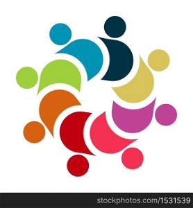 Vector graphic group connection logo.Eight people in the circle.logo team work,Vector Illustration