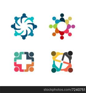 Vector graphic group connection logo.Eight people in the circle.logo team work,vector illustrator