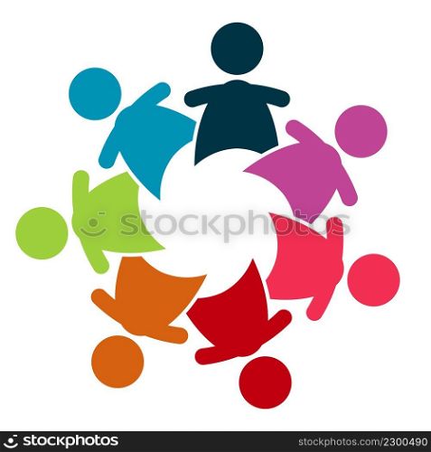 Vector graphic group connection logo people in the circle logo team work