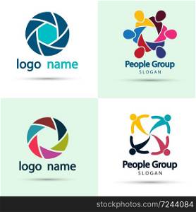 Vector graphic group connection logo.people in the circle.logo team work,Vector illustration