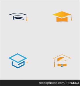 Vector graphic illustration of happy graduation logo design template on gray background