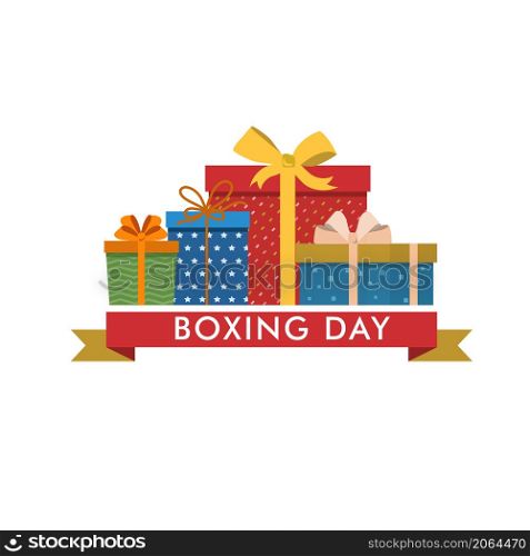 Vector graphic of boxing day celebration, Presents and packages with ribbons and bows