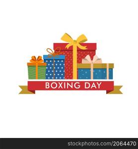 Vector graphic of boxing day celebration, Presents and packages with ribbons and bows