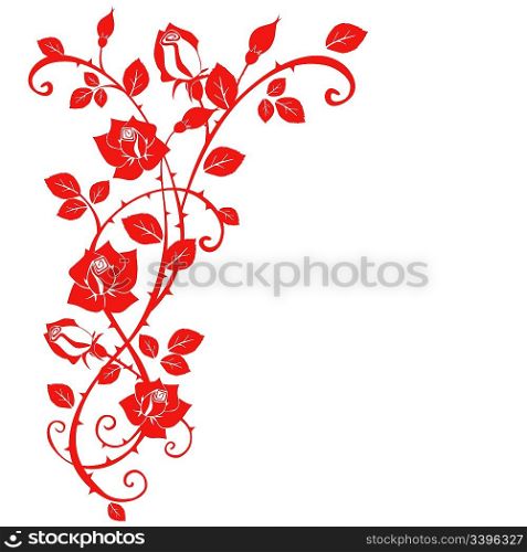 Vector graphic of Rose with leaves
