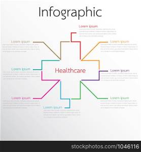 Vector graphics used for healthcare related reports are divided into 8 topics.