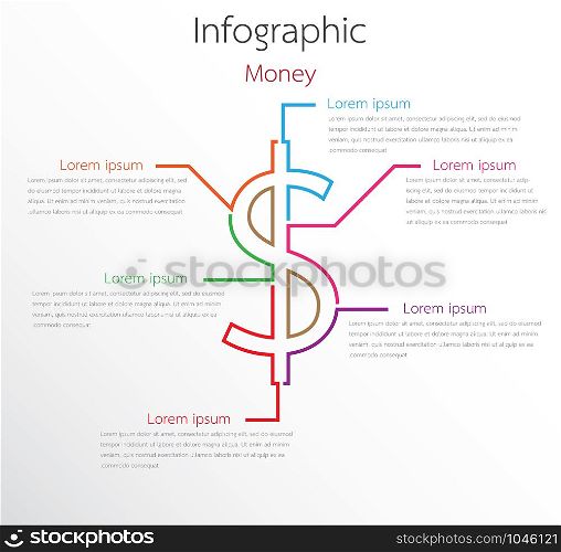 Vector graphics used for money related reports are divided into 6 topics.