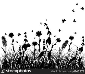 Vector grass silhouettes background. All objects are separated.