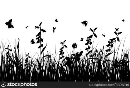 Vector grass silhouettes background for design use. 16:11