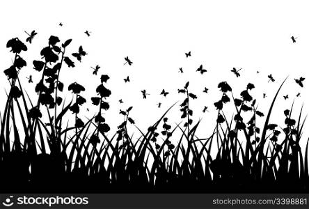 Vector grass silhouettes background for design use. 16:14