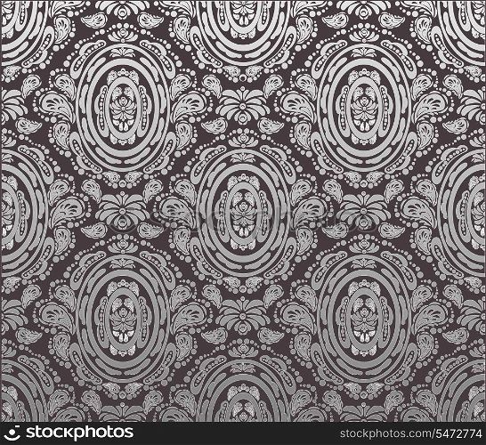 Vector gray and silver decorative royal seamless floral ornament