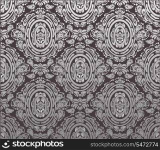 Vector gray and silver decorative royal seamless floral ornament