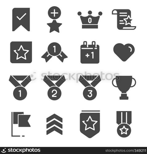 Vector Gray Votes and Rewards icons set on white background. Vector Gray Votes and Rewards icons set
