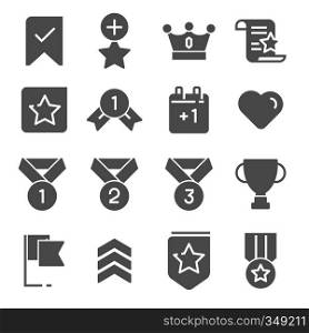 Vector Gray Votes and Rewards icons set on white background. Vector Gray Votes and Rewards icons set