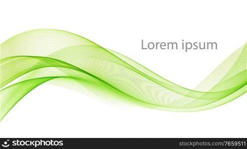 Vector green abstract wave design element. Transparent smoke wave banner for eco concept design. Vector green abstract wave design element. Smoke lines