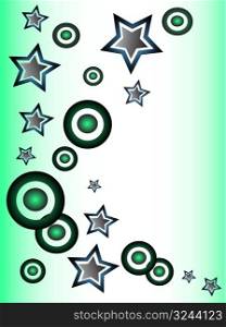 Vector green and dark abstract background with stars and circles