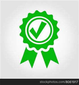 Vector green approved certificate icon. Vector green approved certificate icon on grey background. Certified Seal Icon
