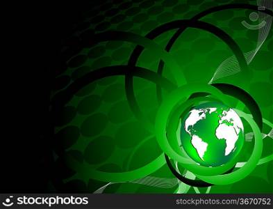 ""Vector green background with earth; clip-art""