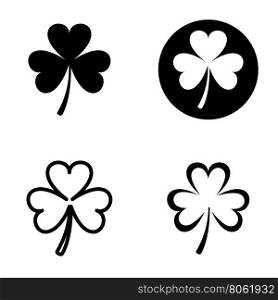Vector green clovers icons set. Vector green clovers icons set on white bacground