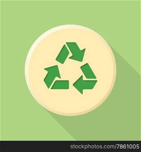vector green color flat design recycle sign icon with shadow&#xA;