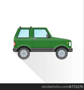 vector green color flat design sport utility body type vehicle illustration isolated white background long shadow&#xA;