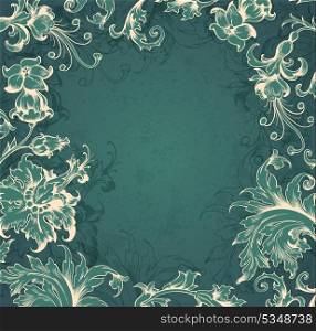 Vector green floral Victorian background
