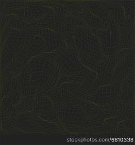 vector green glitch warped parametric net surface waves black background decoration backdrop&#xA;