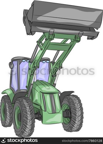 vector green heavy wheeled tractor isolated on white background