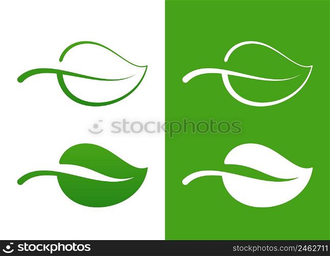Vector Green Leaf Icons over white eco concept