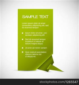 Vector Green Paper card with origami corner