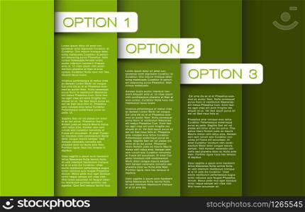 Vector green Paper options background / product choice or versions