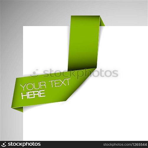 Vector Green Paper origami ribbon / bookmark