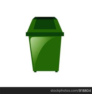 Vector Green Recycle Bin for Trash and Garbage Isolated on White Background